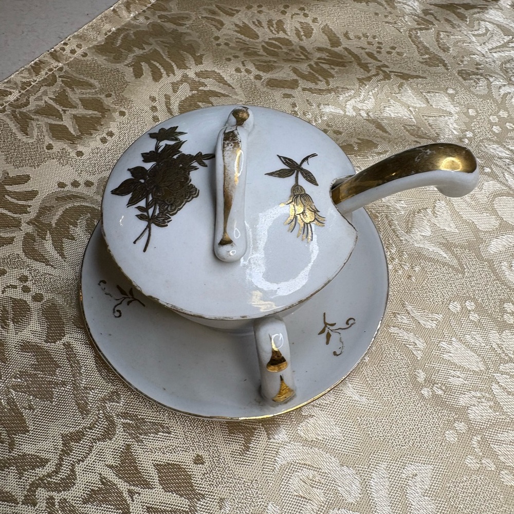 Vintage Porcelain Sugar Bowl Set,Complete With Lid And Matching Small Spoon. - Picture 3 of 11